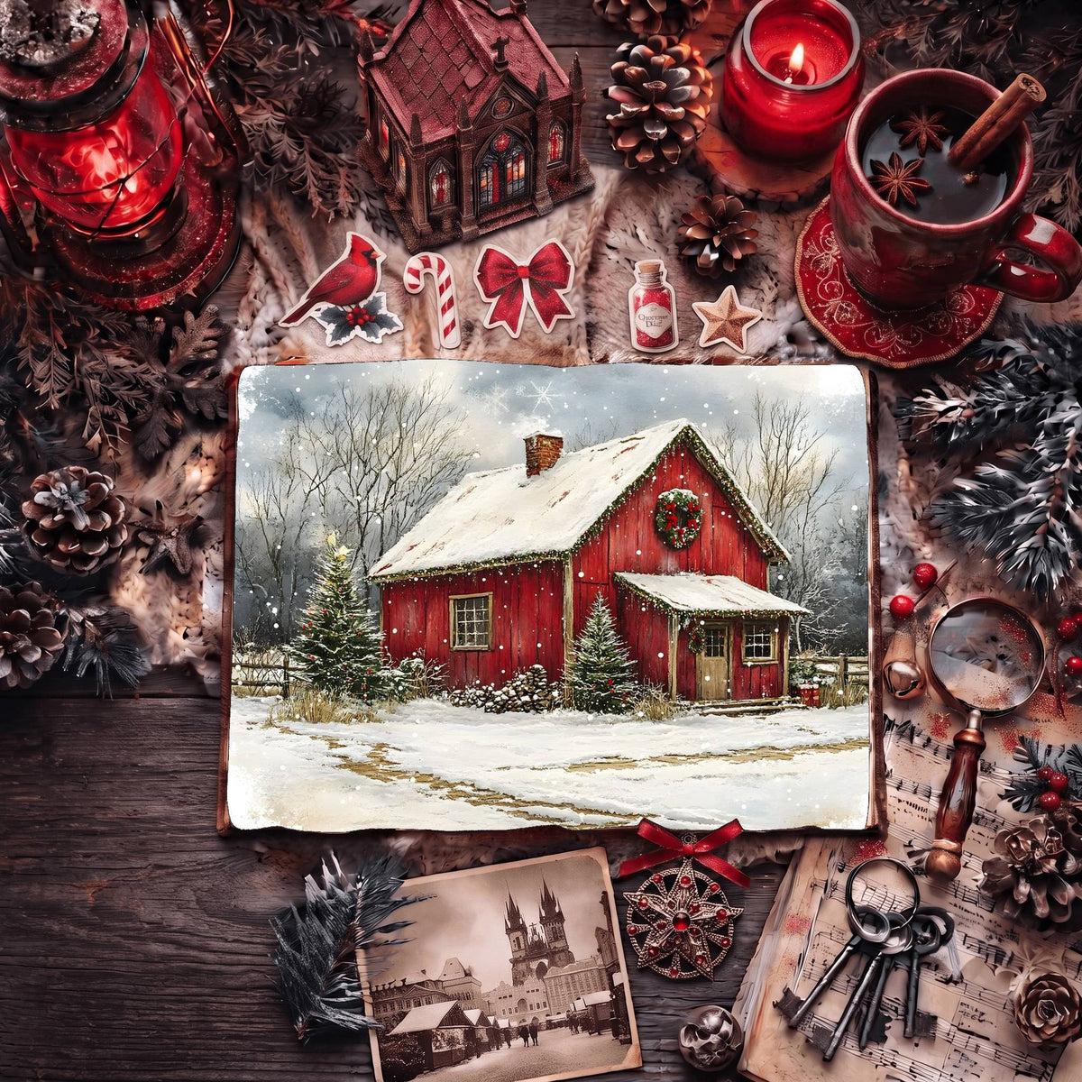 Red Christmas Digital Papers