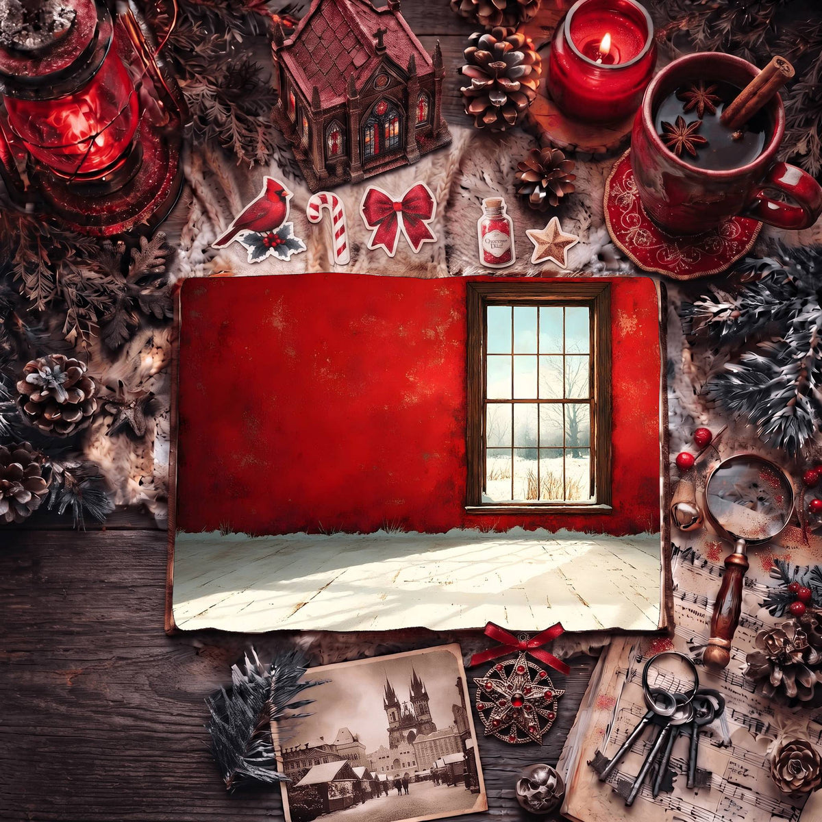 Red Christmas Digital Papers