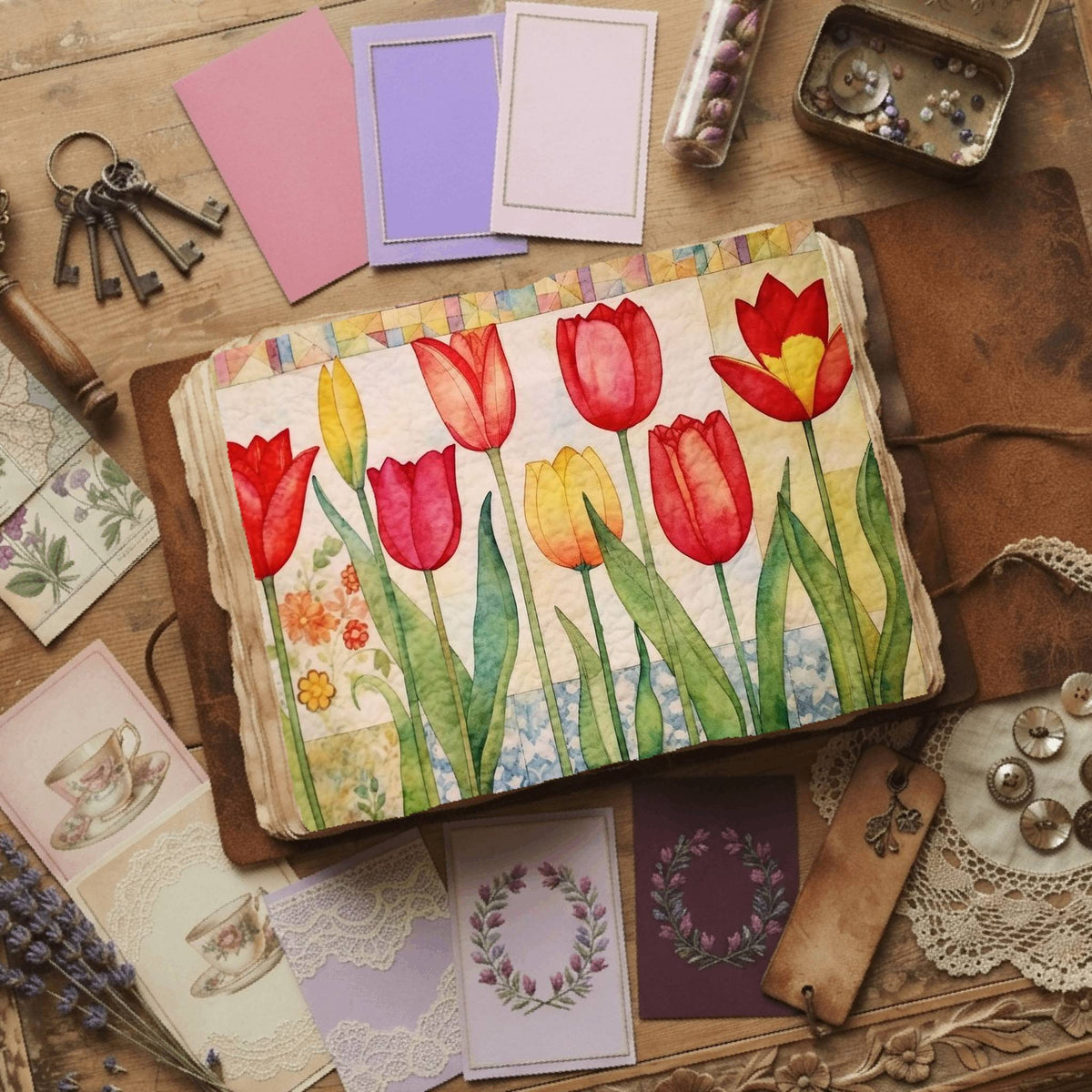 Red Tulips Digital Papers