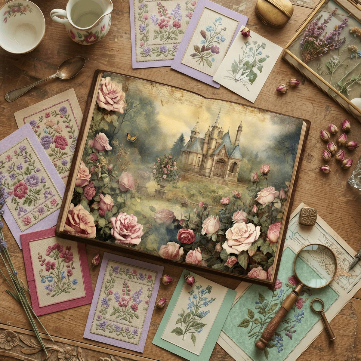 Rose Garden printable junk journal paper, page preview 11
