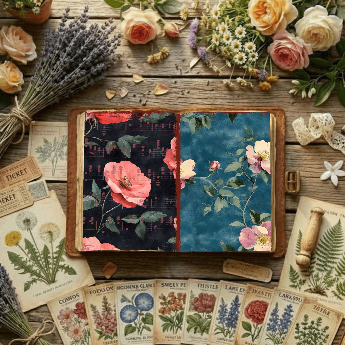 Rose printable junk journal paper, page preview 11