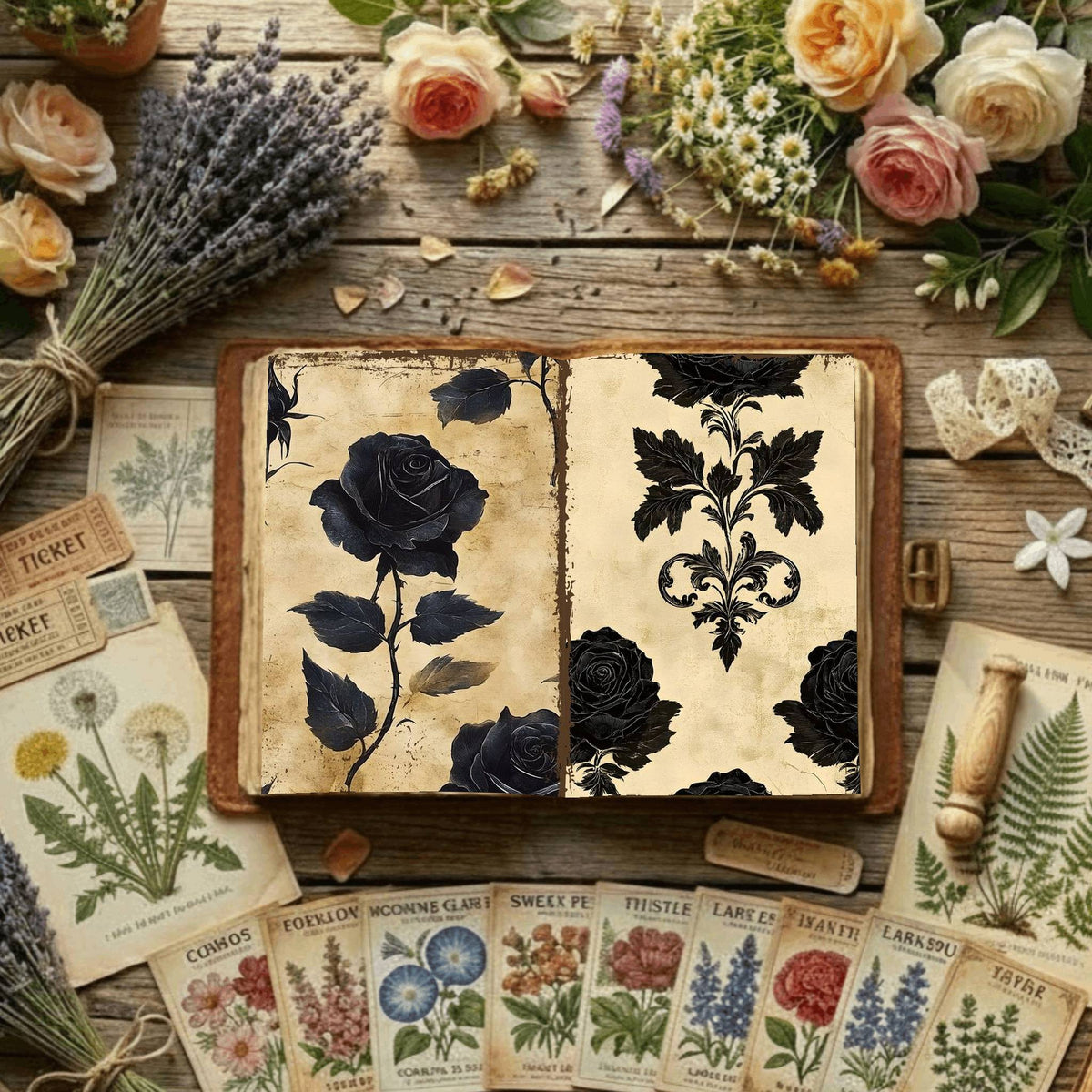 Rose printable junk journal paper, page preview 11