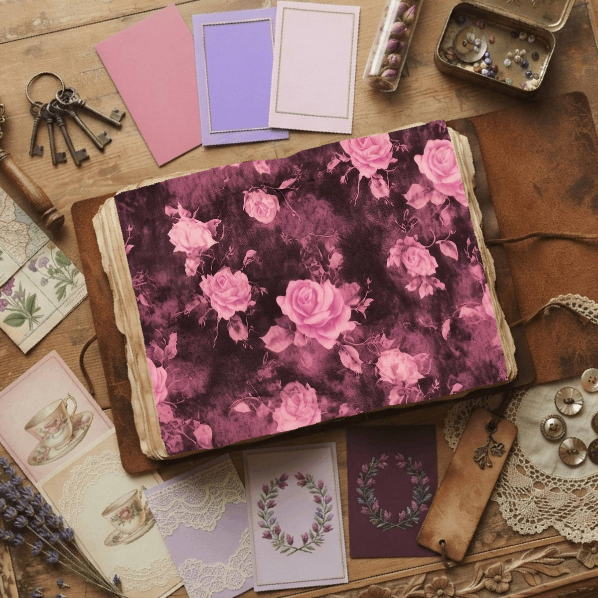 Rose printable junk journal paper, page preview 11