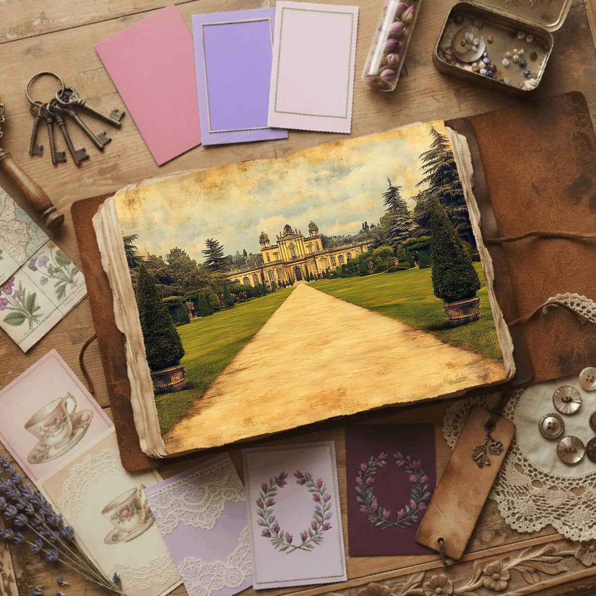 Royal Gardens printable junk journal paper, page preview 11