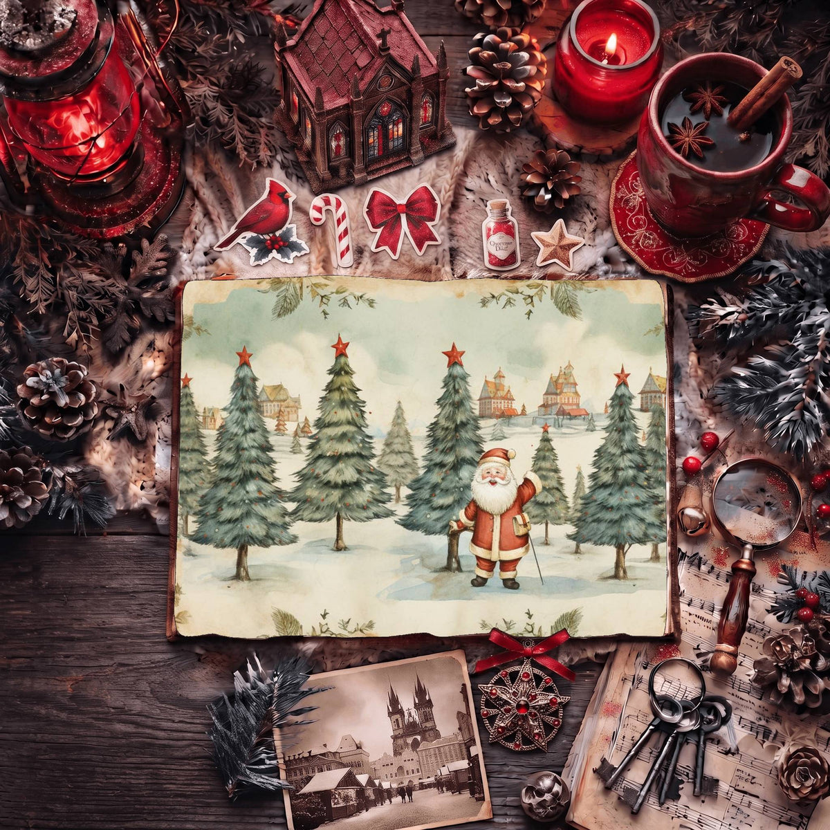 Santa Pastel Christmas printable junk journal paper, page preview 11