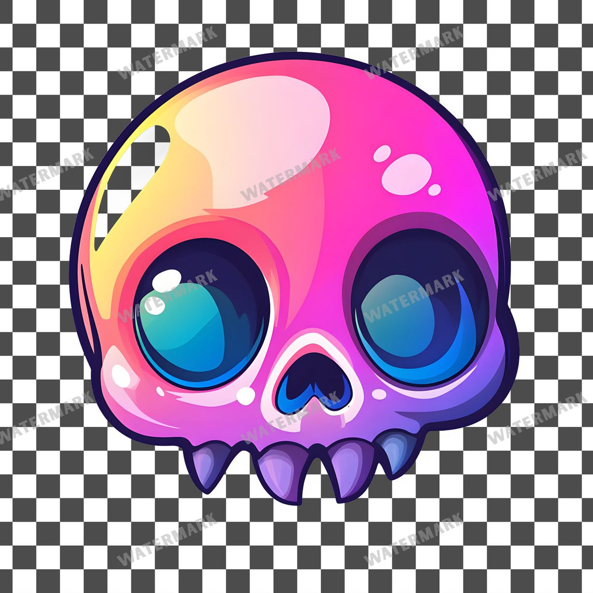 Skull Kawaii Style Clipart Pngs