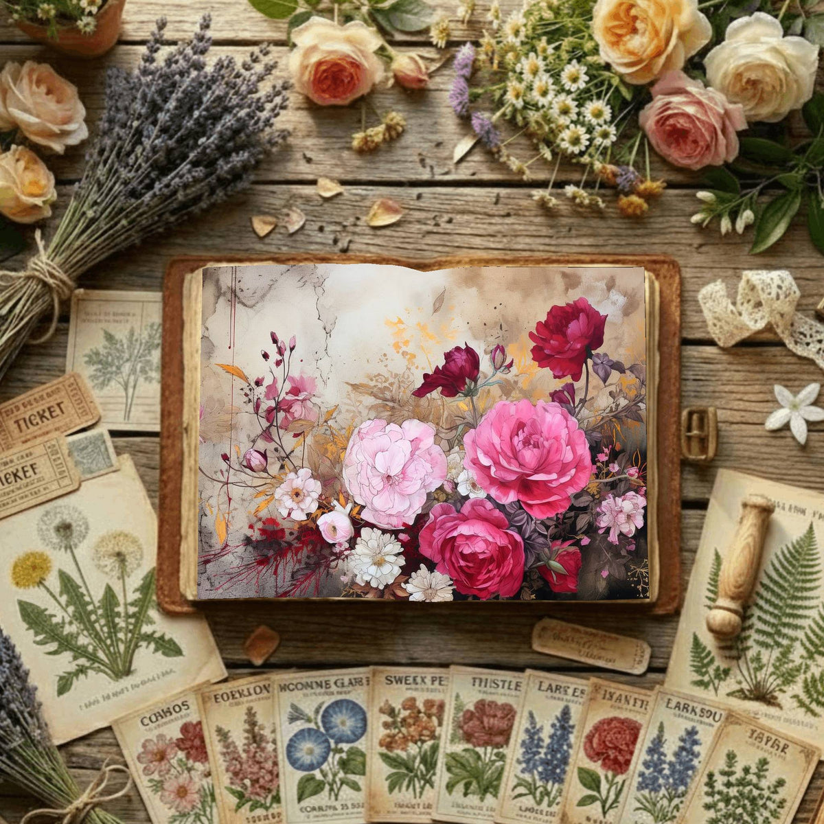 Summer Roses printable junk journal paper, page preview 11
