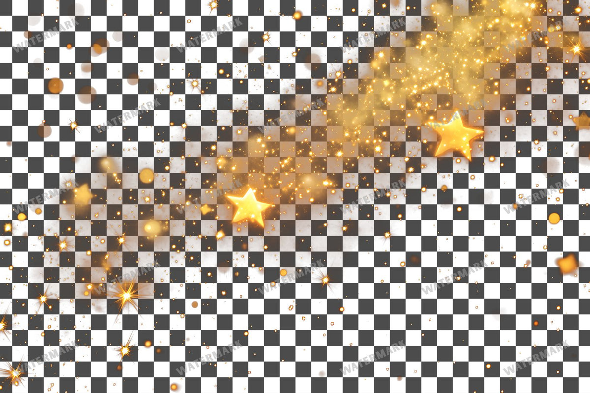 Twinkling Gold Stars Transparent Overlay Pngs