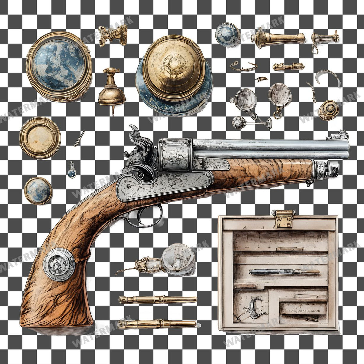 Weapon Vintage Style Clipart Pngs