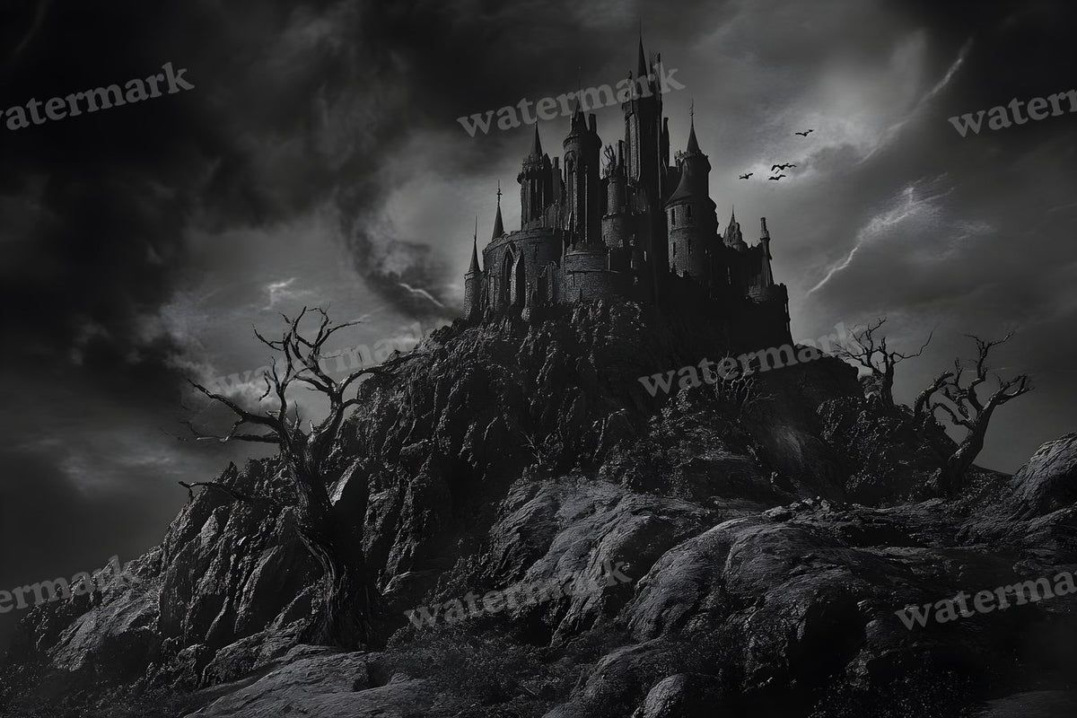 Witch’Castle On Jagged Mountain Dark Sky Backdrop Images