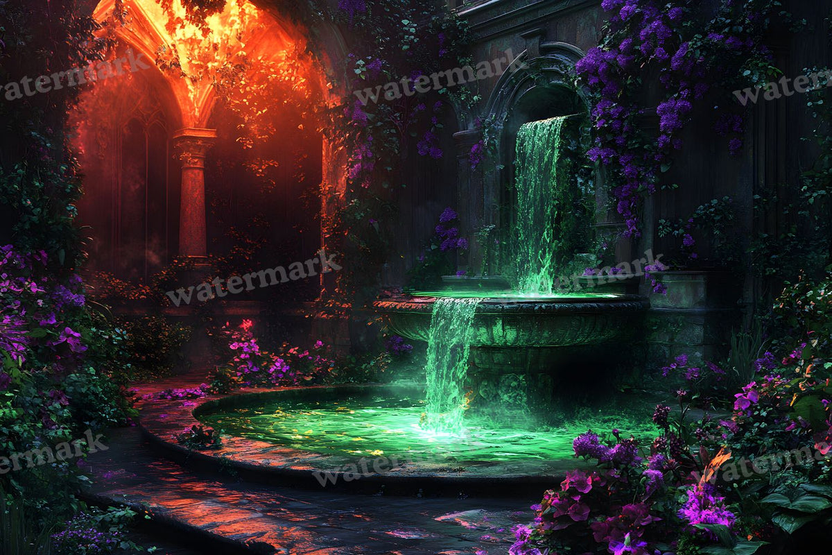 Witchs Eerie Garden Backdrop Images
