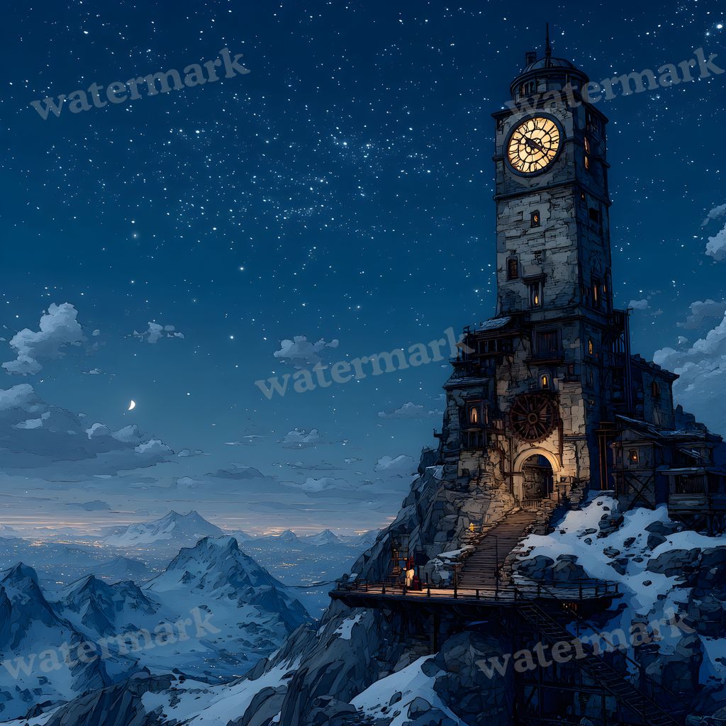 Wizardsteampunk Mountain Tower Backdrop Images
