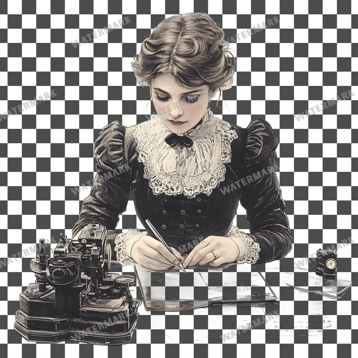 Woman Writer Vintage Style Clipart Pngs