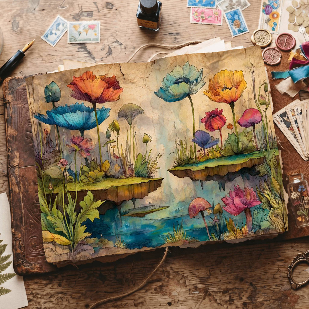Wonderland Whimsical Landscape Digital Papers