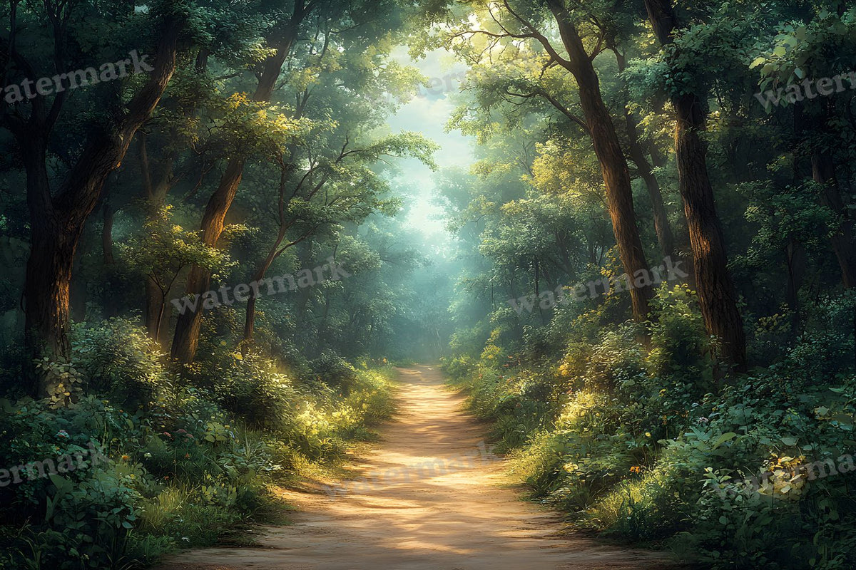 Wooded Trail At Dusk Backdrop Images