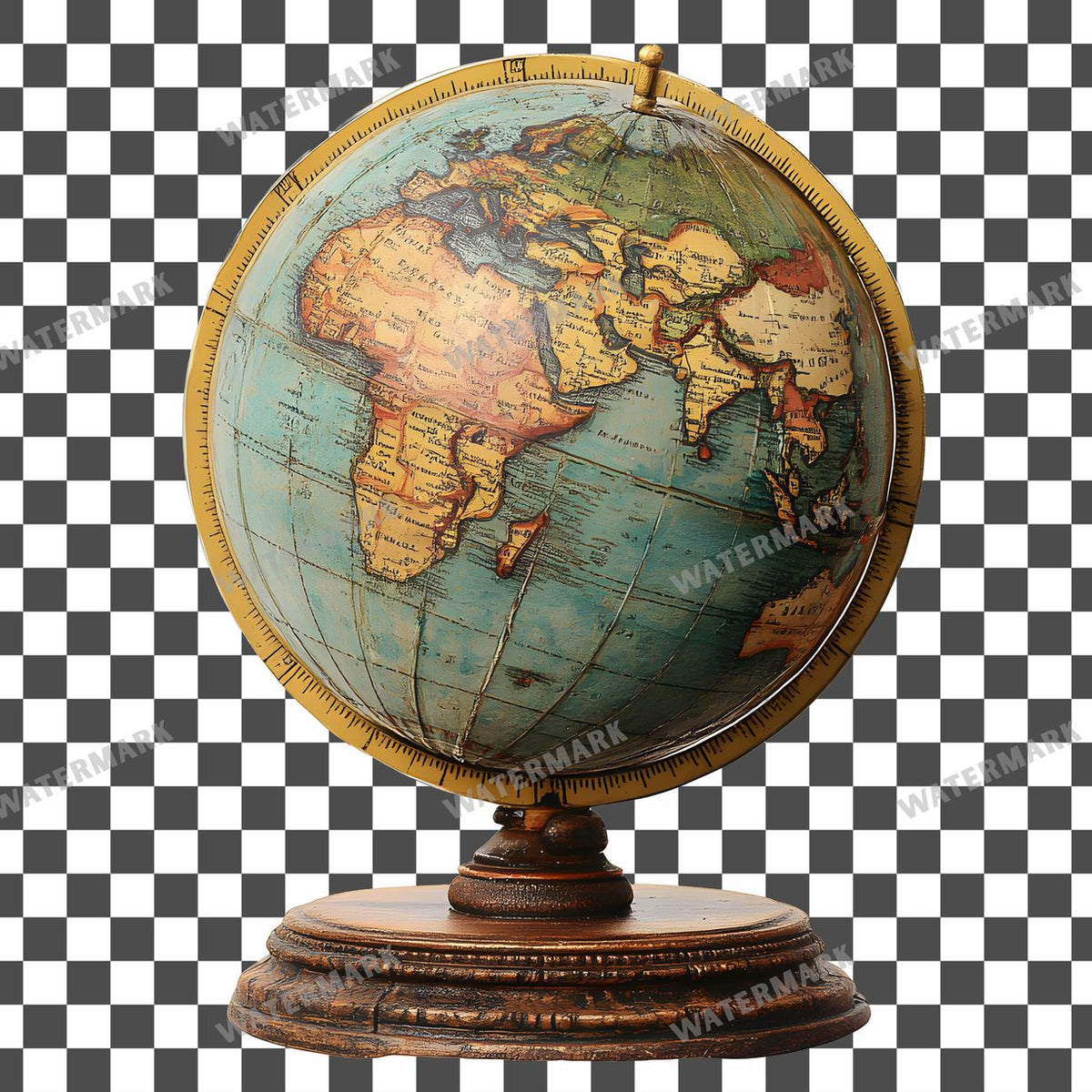 World Globe Vintage Style Clipart Pngs