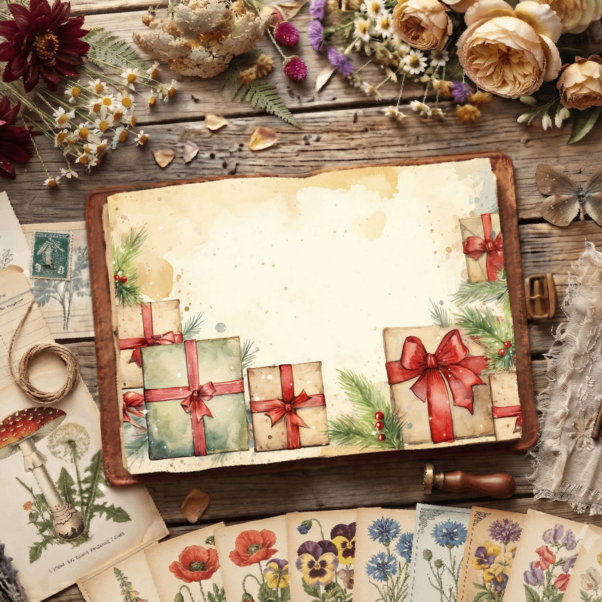 Wrapped Christmas Gifts Digital Papers