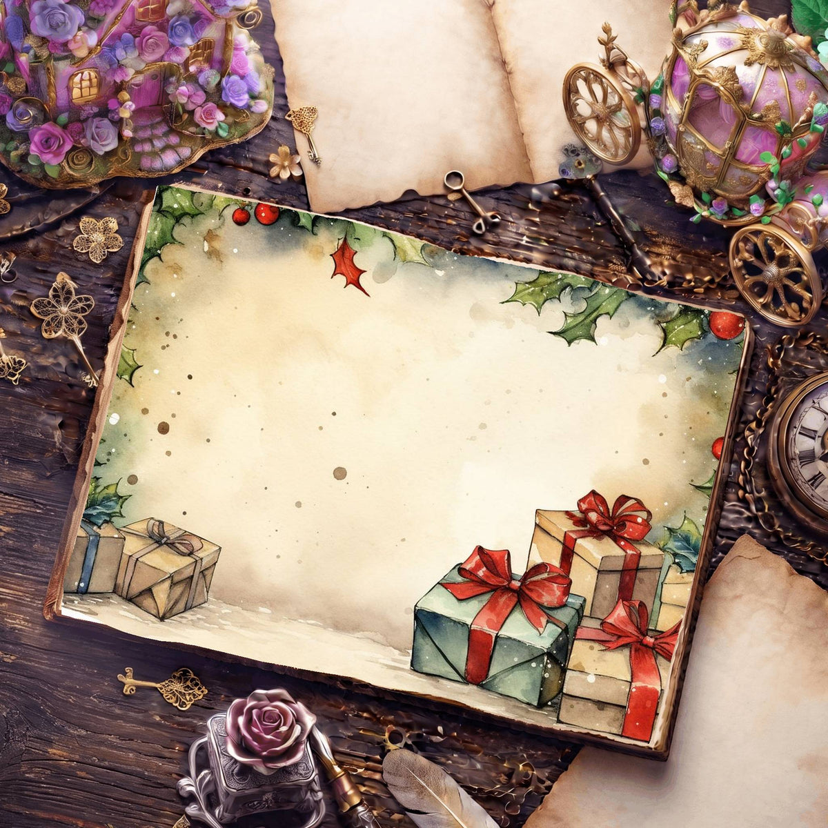 Wrapped Christmas Gifts Digital Papers
