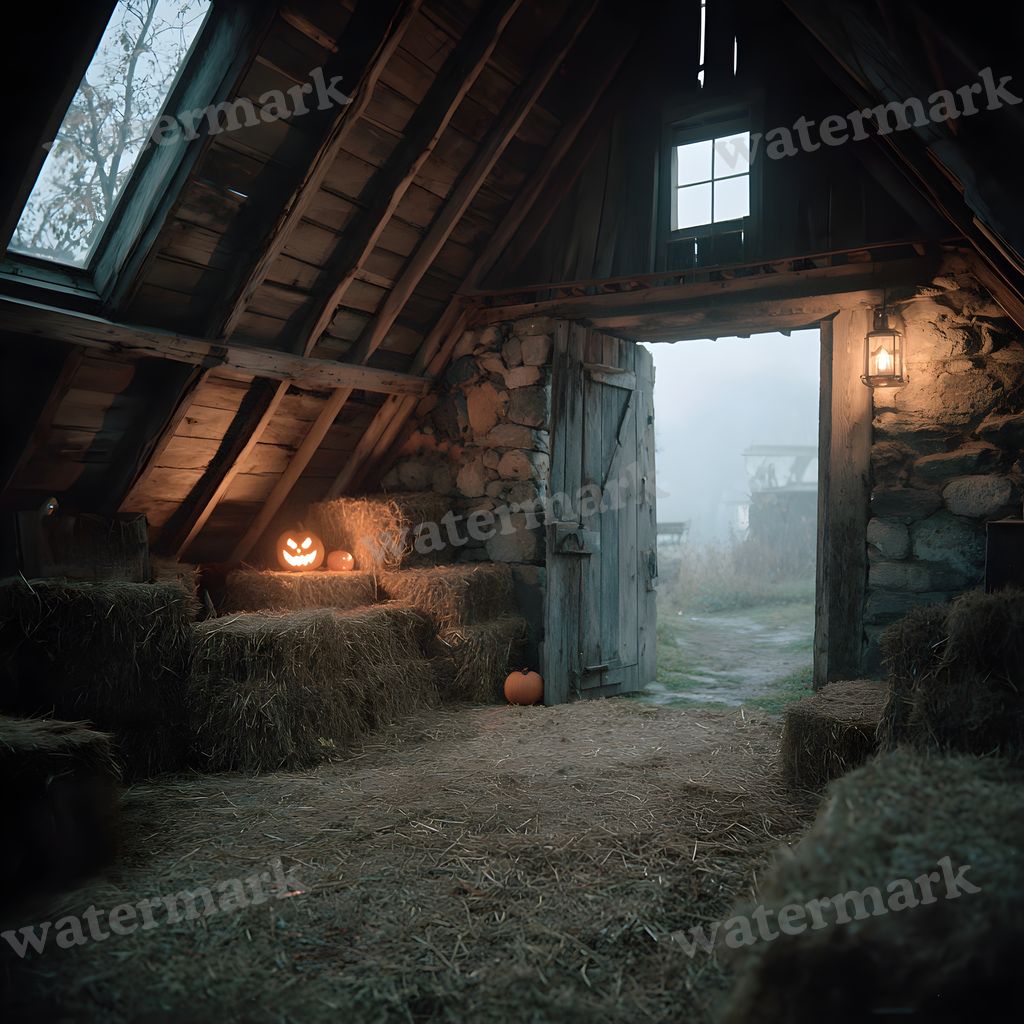 Abandoned Barn Loft At Midnight Backdrop Images