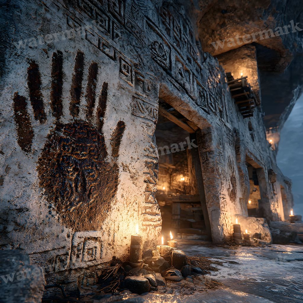 Ancient Burger Deity Cave Art Backdrop Images