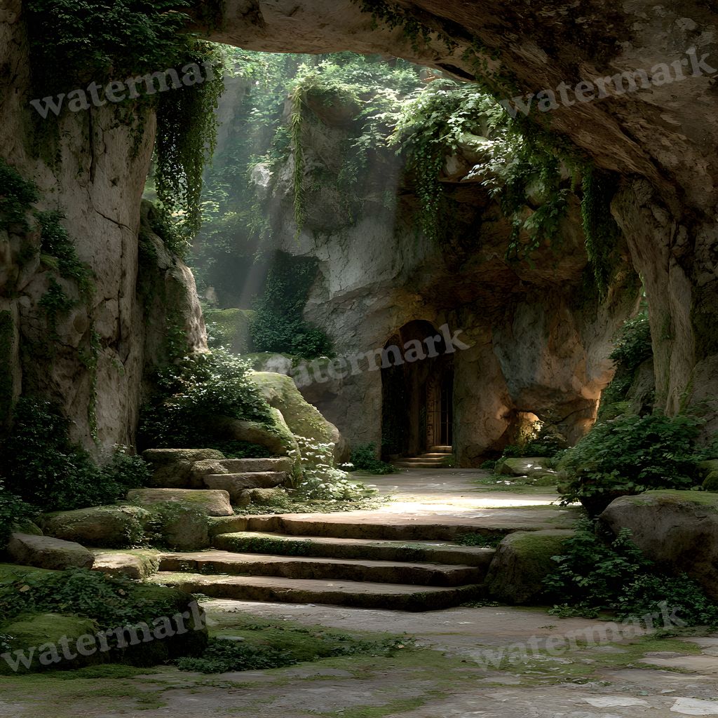 Ancient Stone Platform Cave Backdrop Images