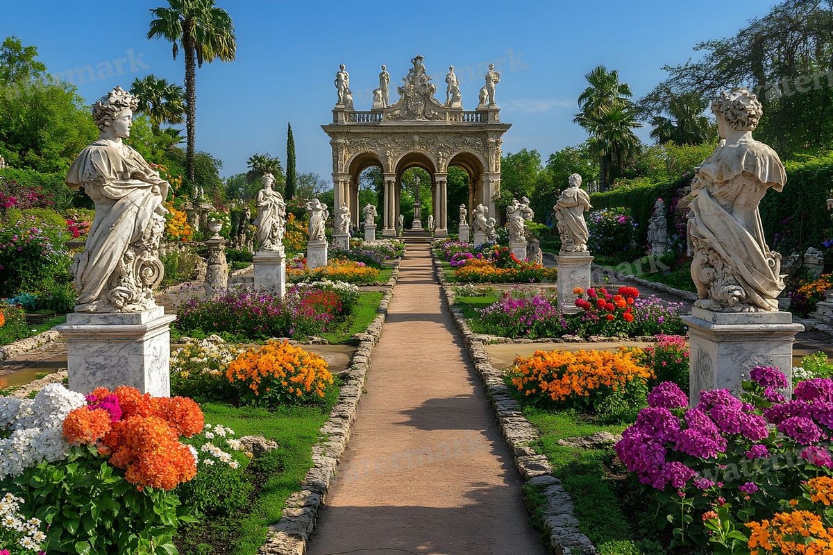 Baroque Marble Garden digital photo backdrop for photo editing, preview 11