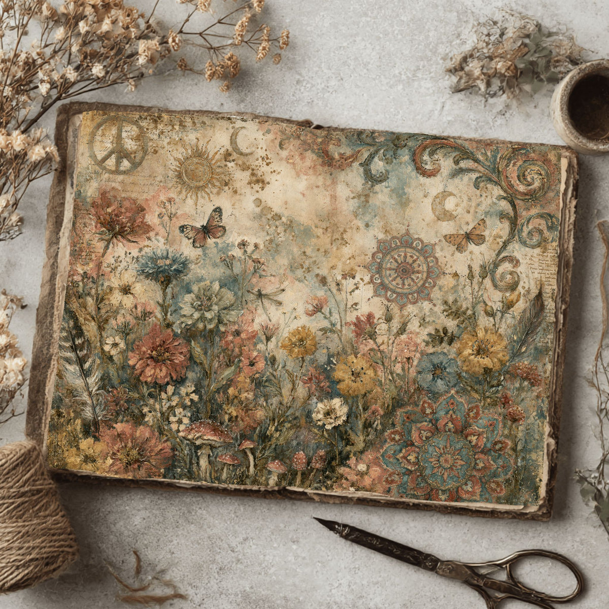 Bohemian Wildflower Journal Paper printable junk journal paper, page preview 12