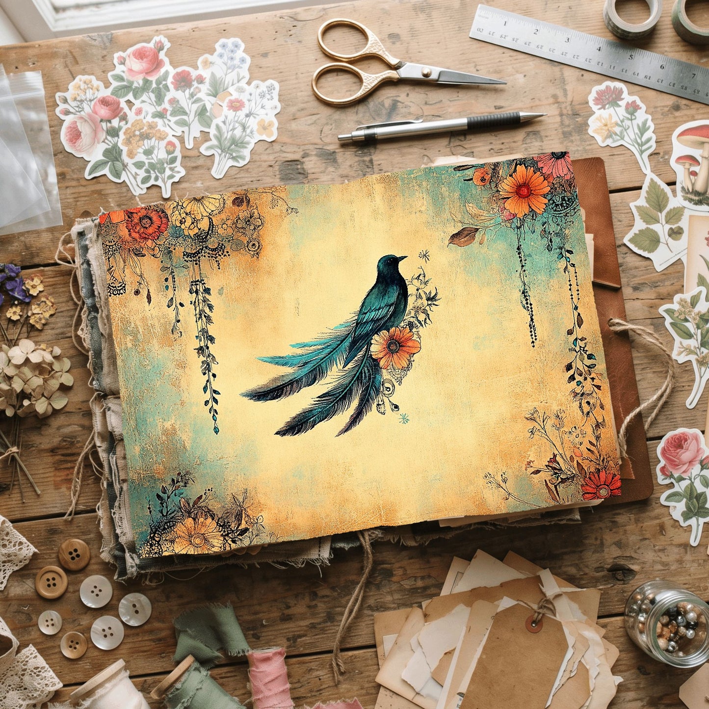 Dreamy Aged Vintage Printable Paper