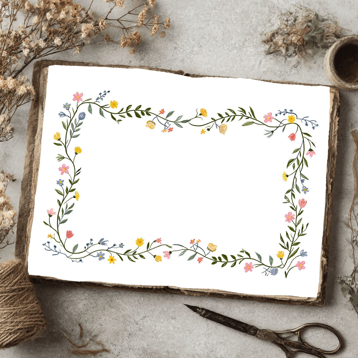 Folk Art Watercolor Floral Pattern
