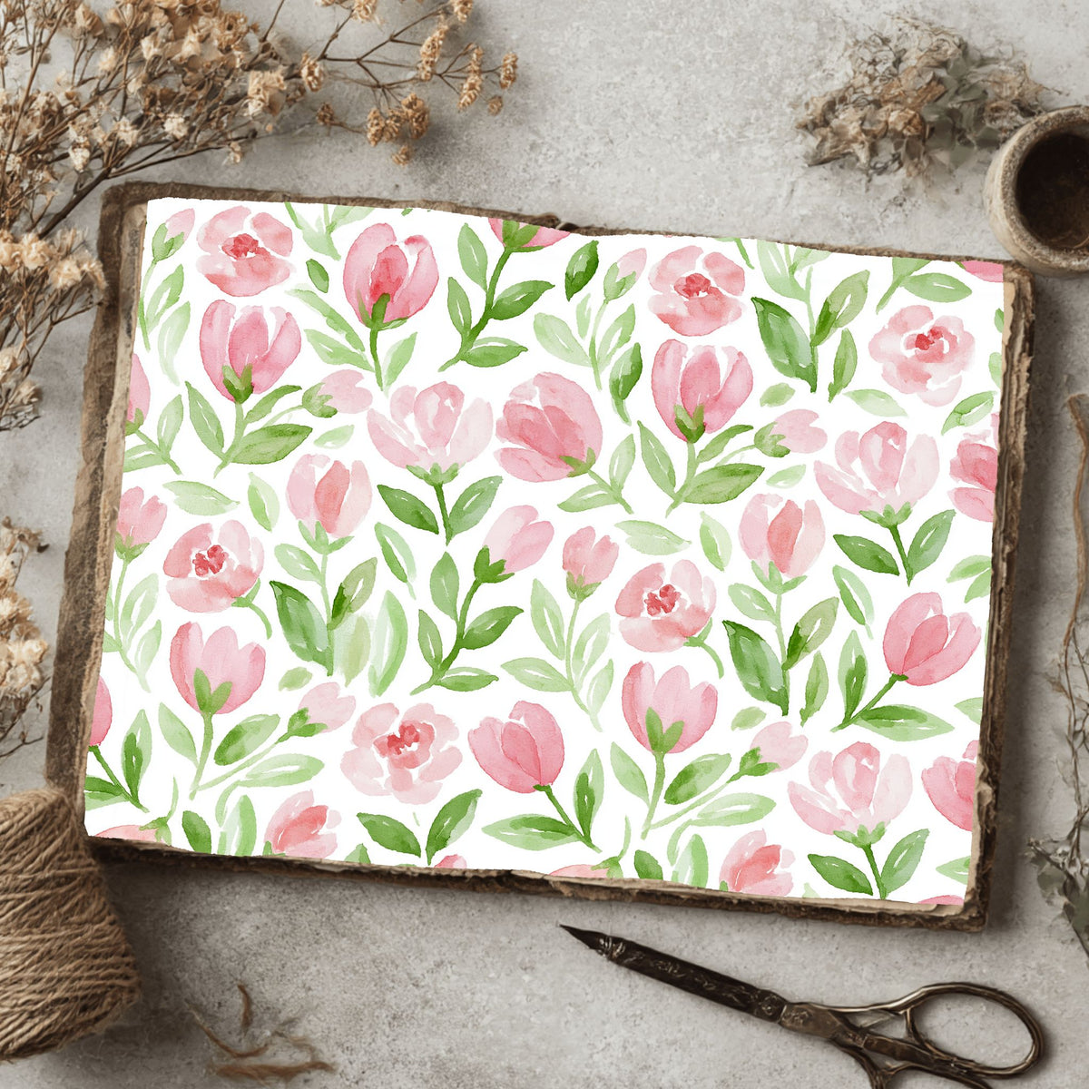 Pastel Pink & Green Watercolor Pattern