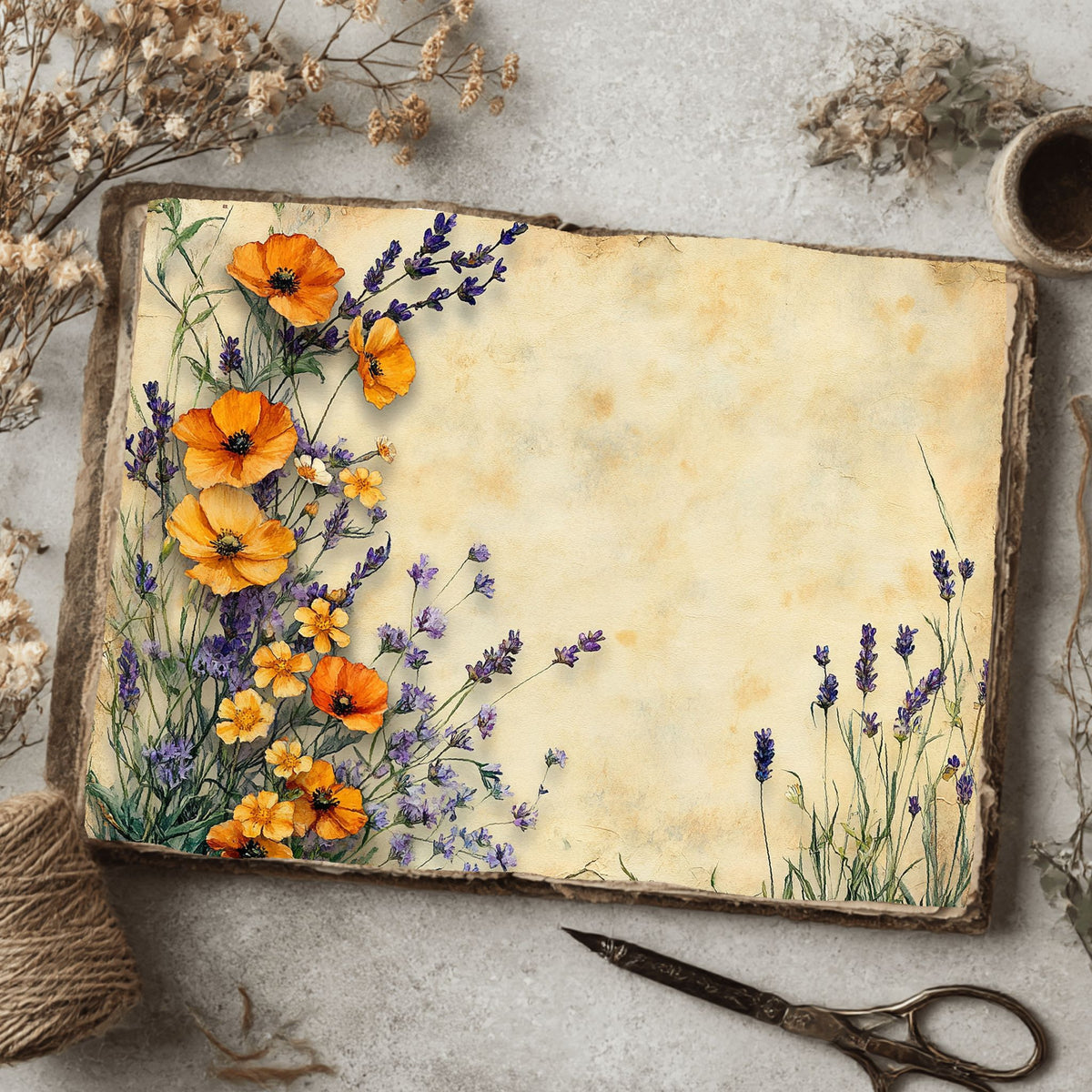 Purple Wildflower Corner Stationery