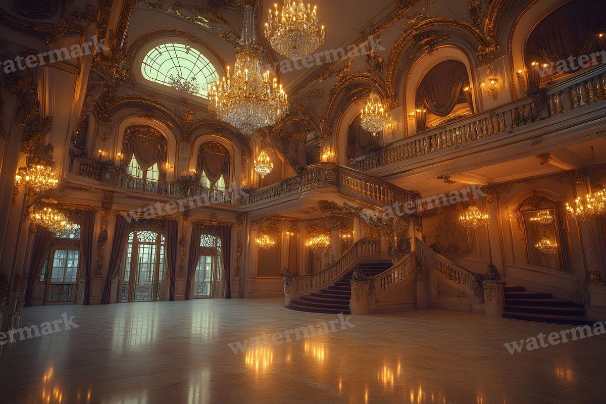 Royal Ornate Ballroom digital photo backdrop for photo editing, preview 11