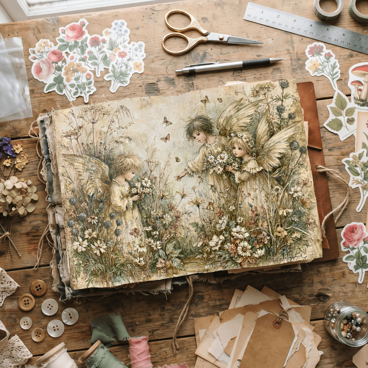 Rustic Angels & Wildflowers Journal Paper