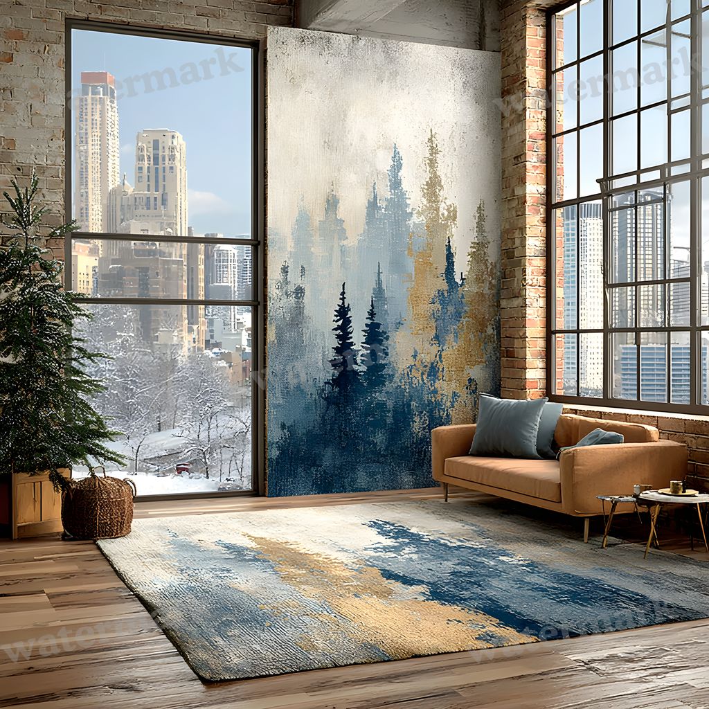Sapphire Blue Gold Snowy Indoor Christmas Backdrop Images