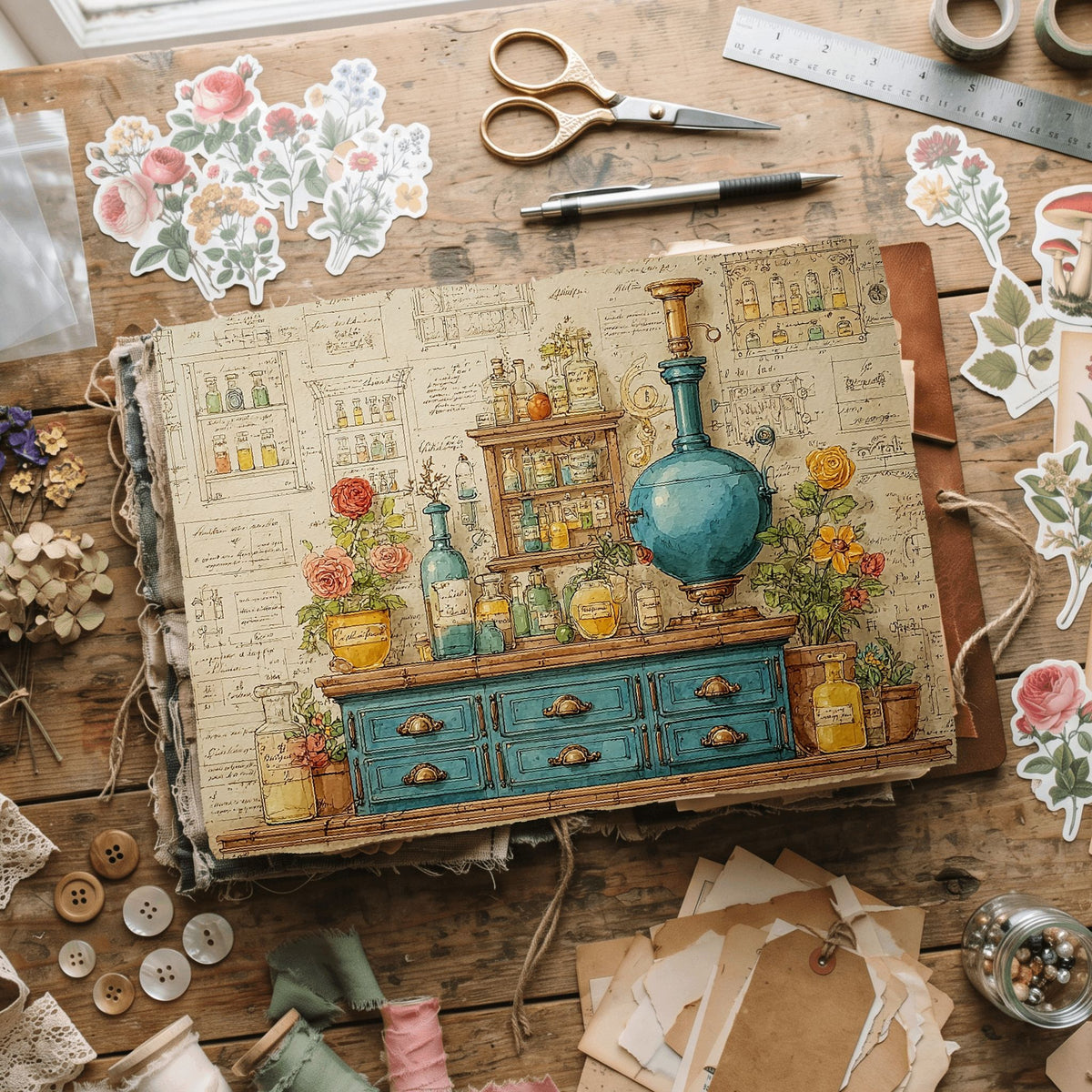 Steampunk Apothecary Journal Paper