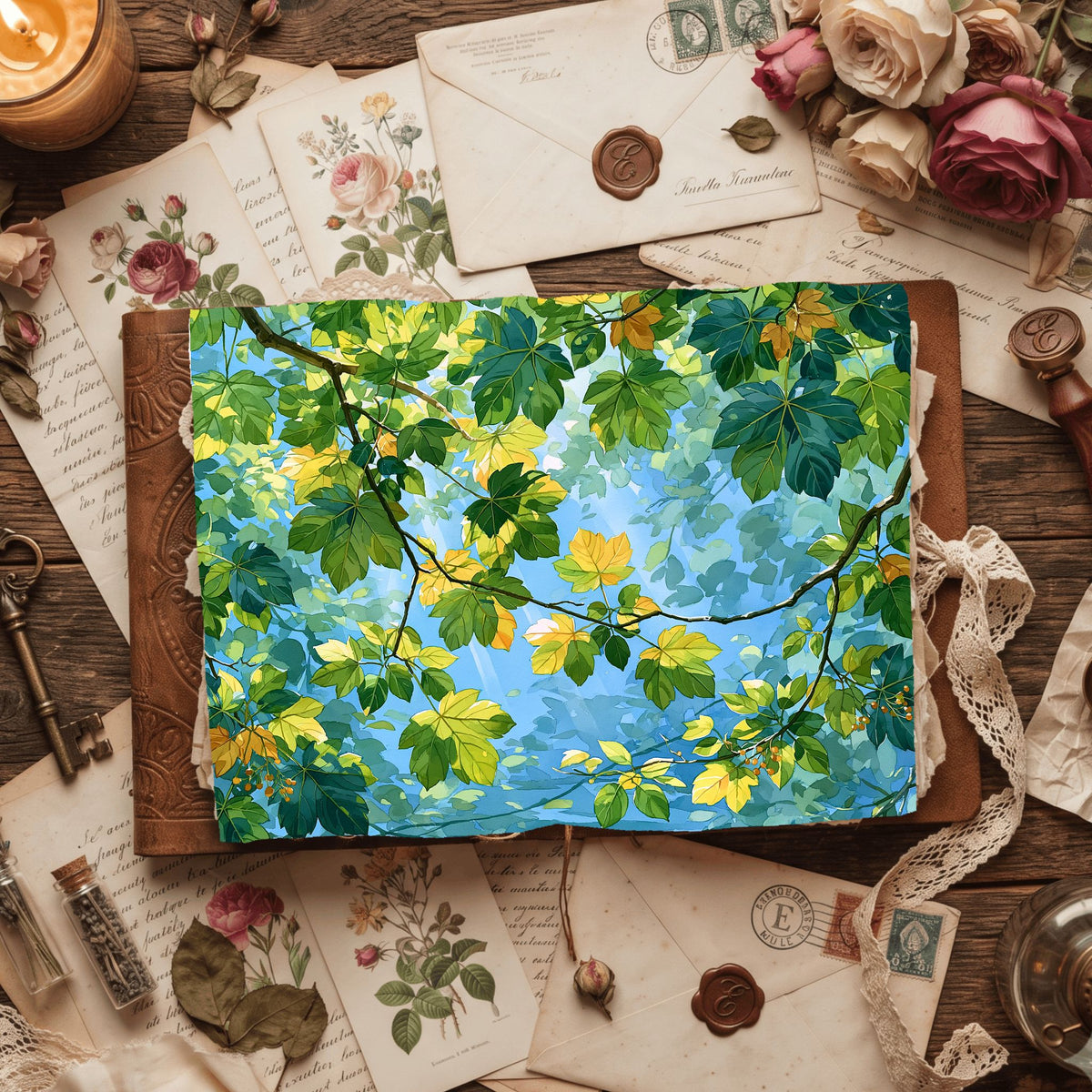Sunlit Leaves Watercolor Texture