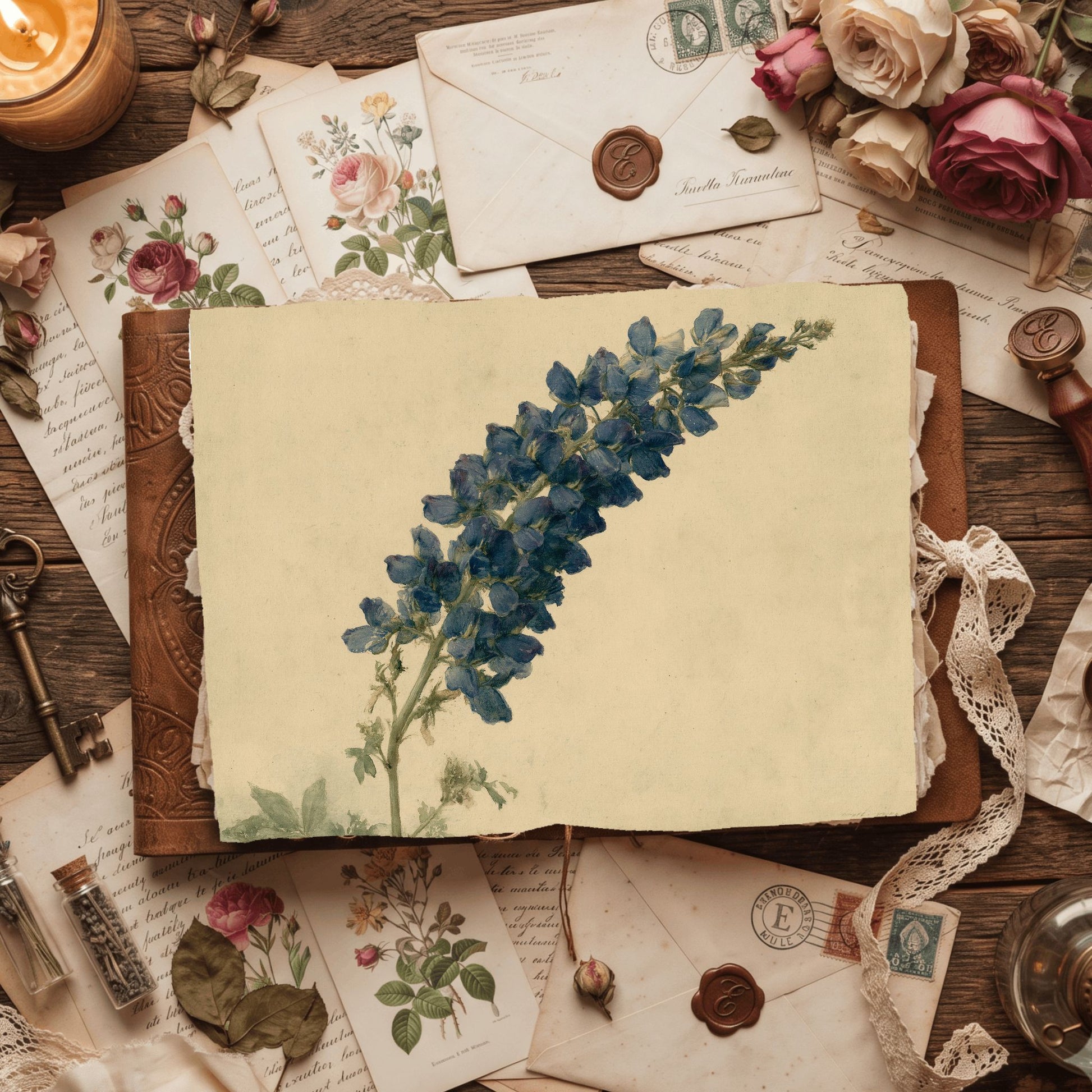 Vintage Arroyo Lupine Botanical Illustration