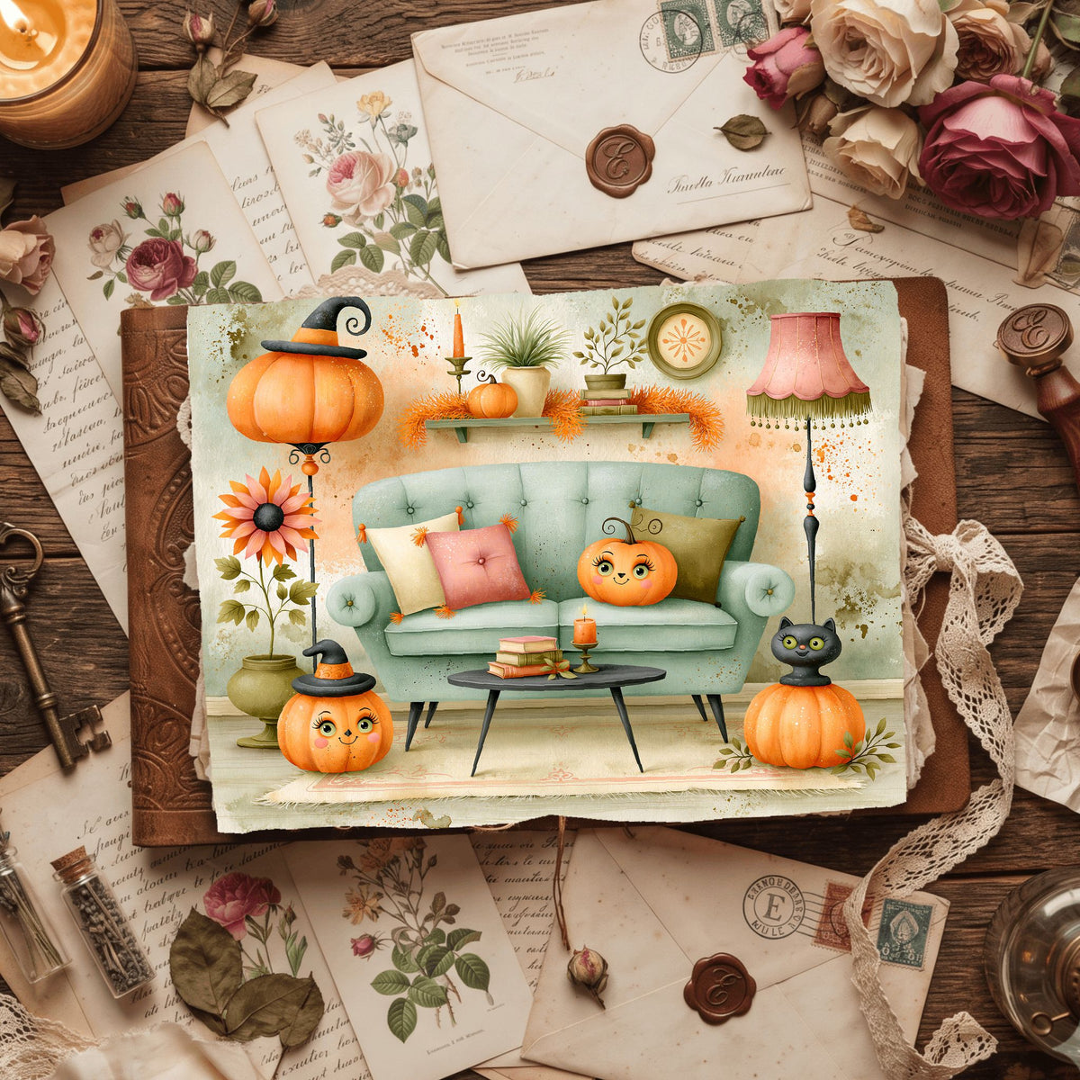 Vintage Halloween Ink & Gouache Art