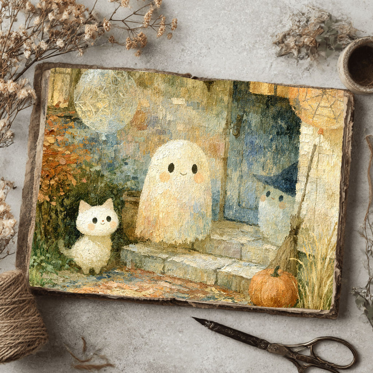 Vintage Halloween Oil Painting