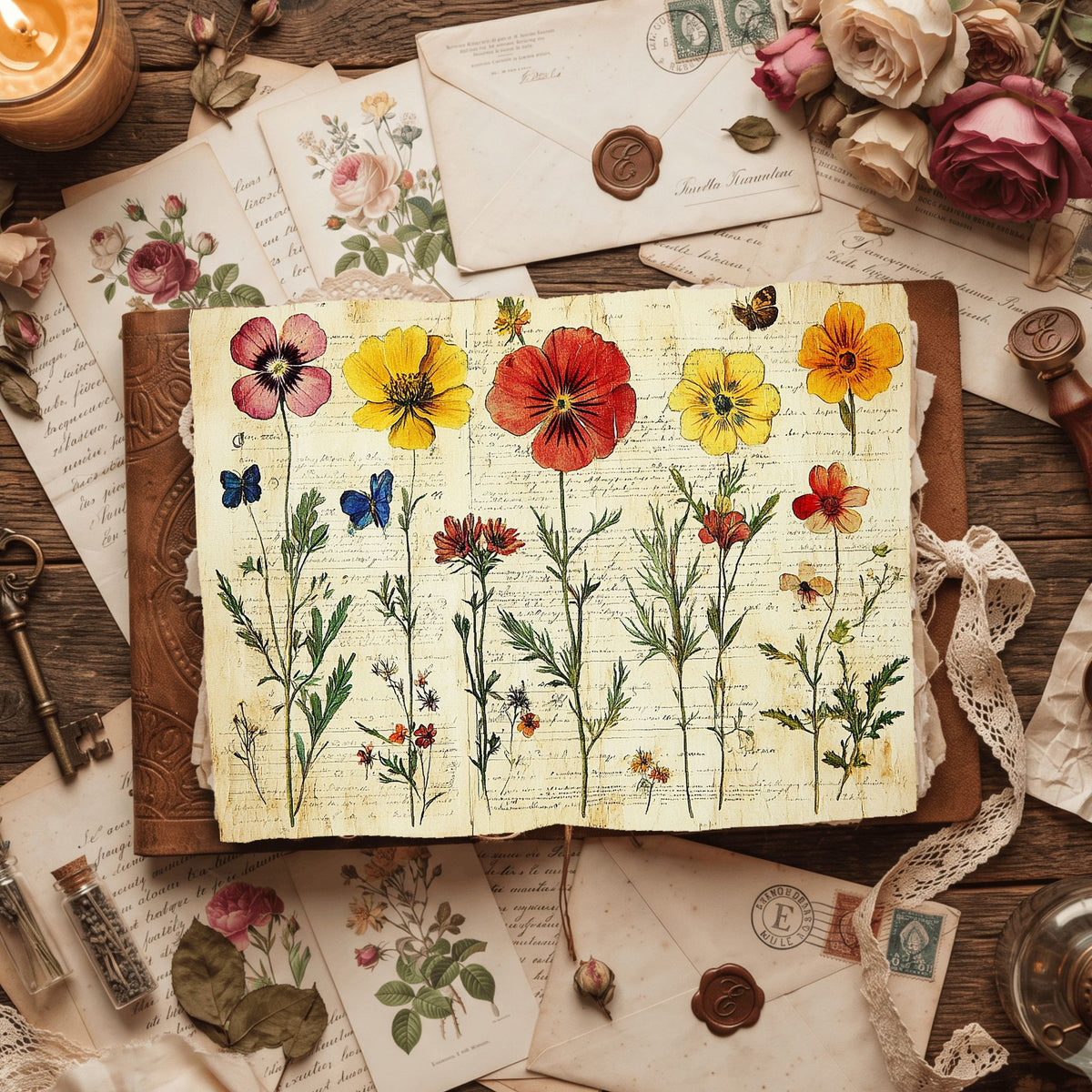 Vintage Wildflower Writing Paper