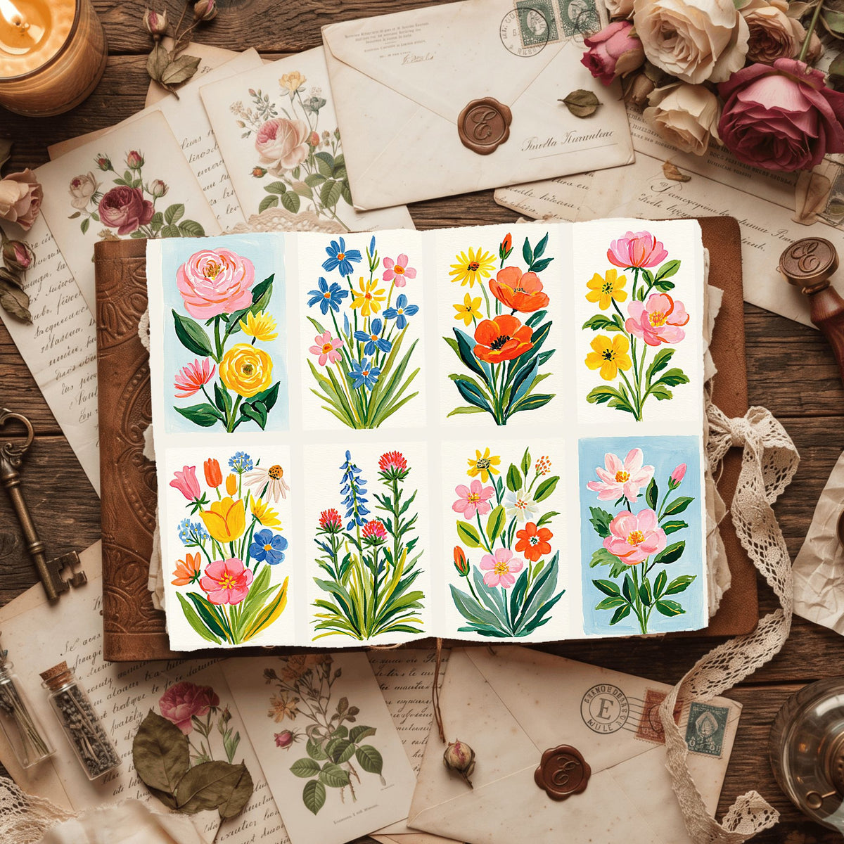 Watercolor Wildflower Botanical Illustration Set