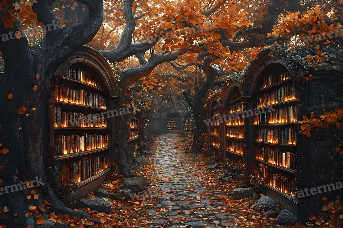 Whisper Library Forest digital photo backdrop for photo editing, preview 11
