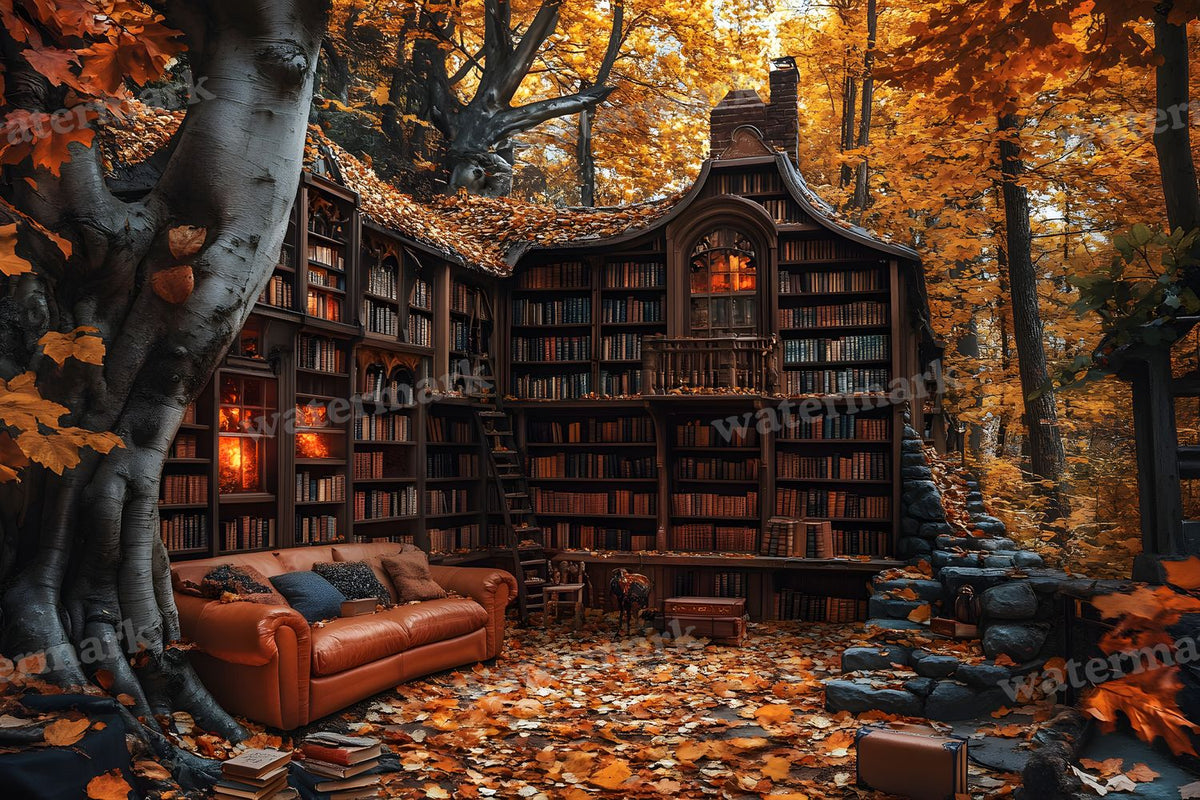 Whisper Library Forest digital photo backdrop for photo editing, preview 11