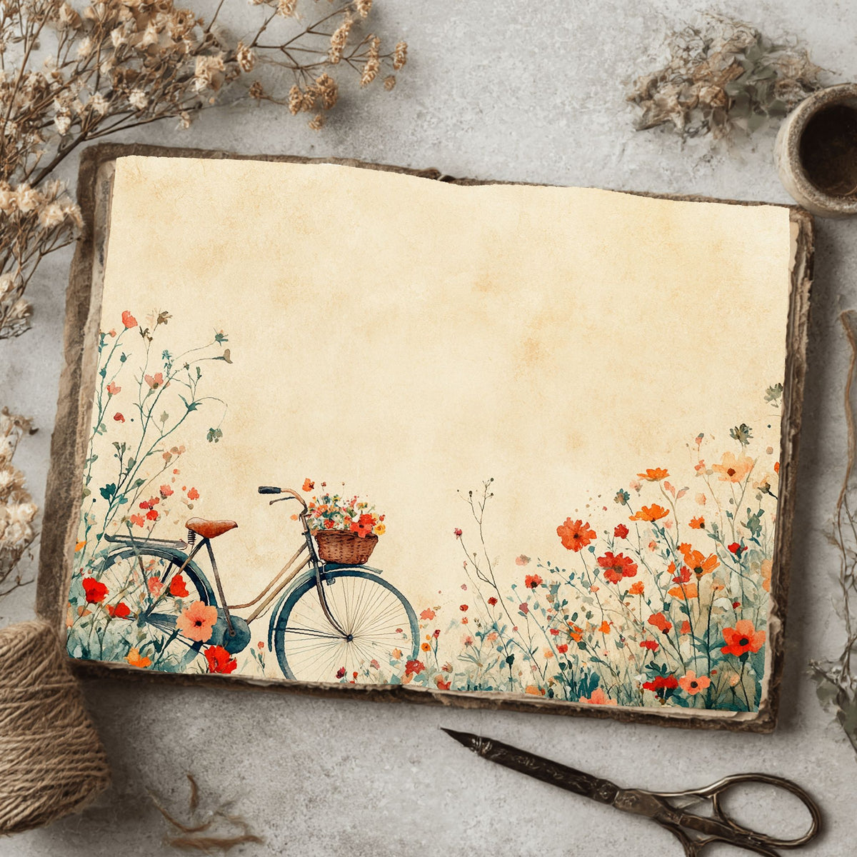 Wildflower Bicycle Basket Paper