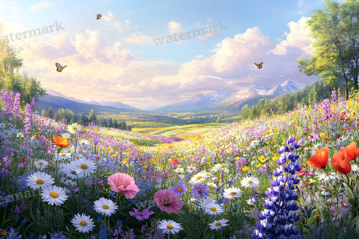 Wildflower Haven Botanical digital photo backdrop for photo editing, preview 11