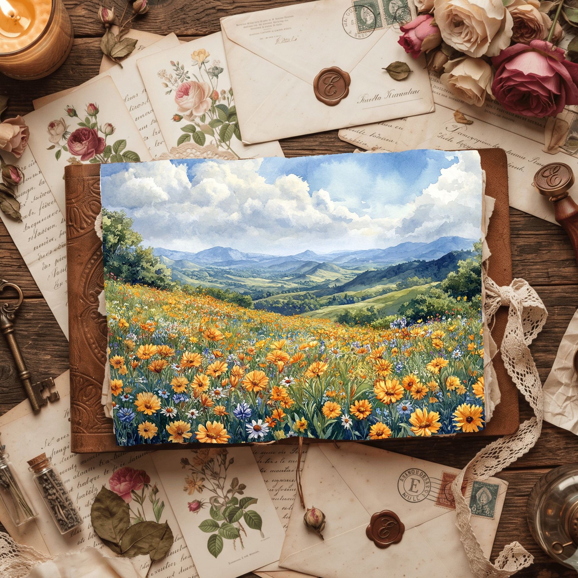 Wildflower Hillside Writing Paper