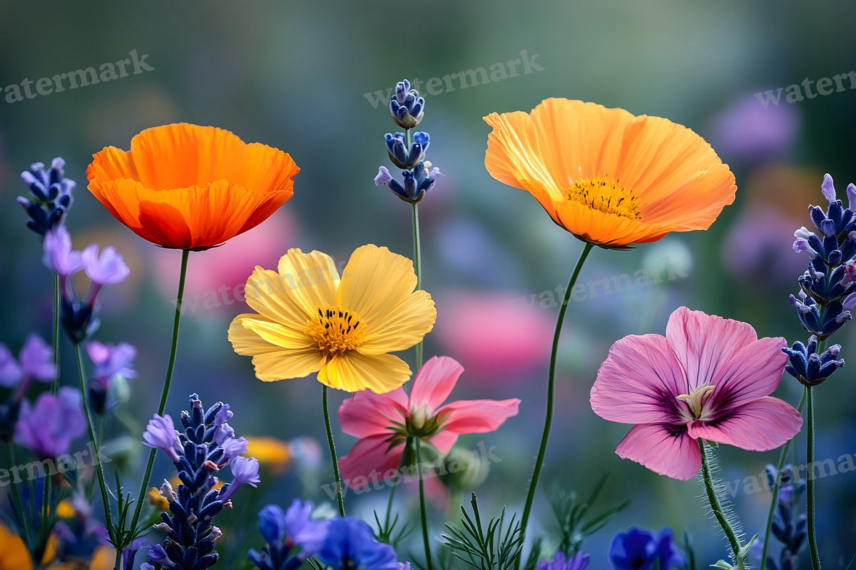 Wildflower Meadow Whimsical digital photo backdrop for photo editing, preview 11