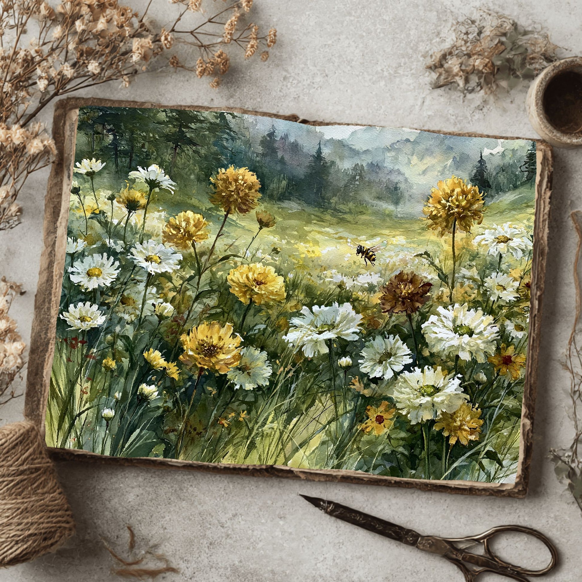 Wildflower Meadow With Honey Bee