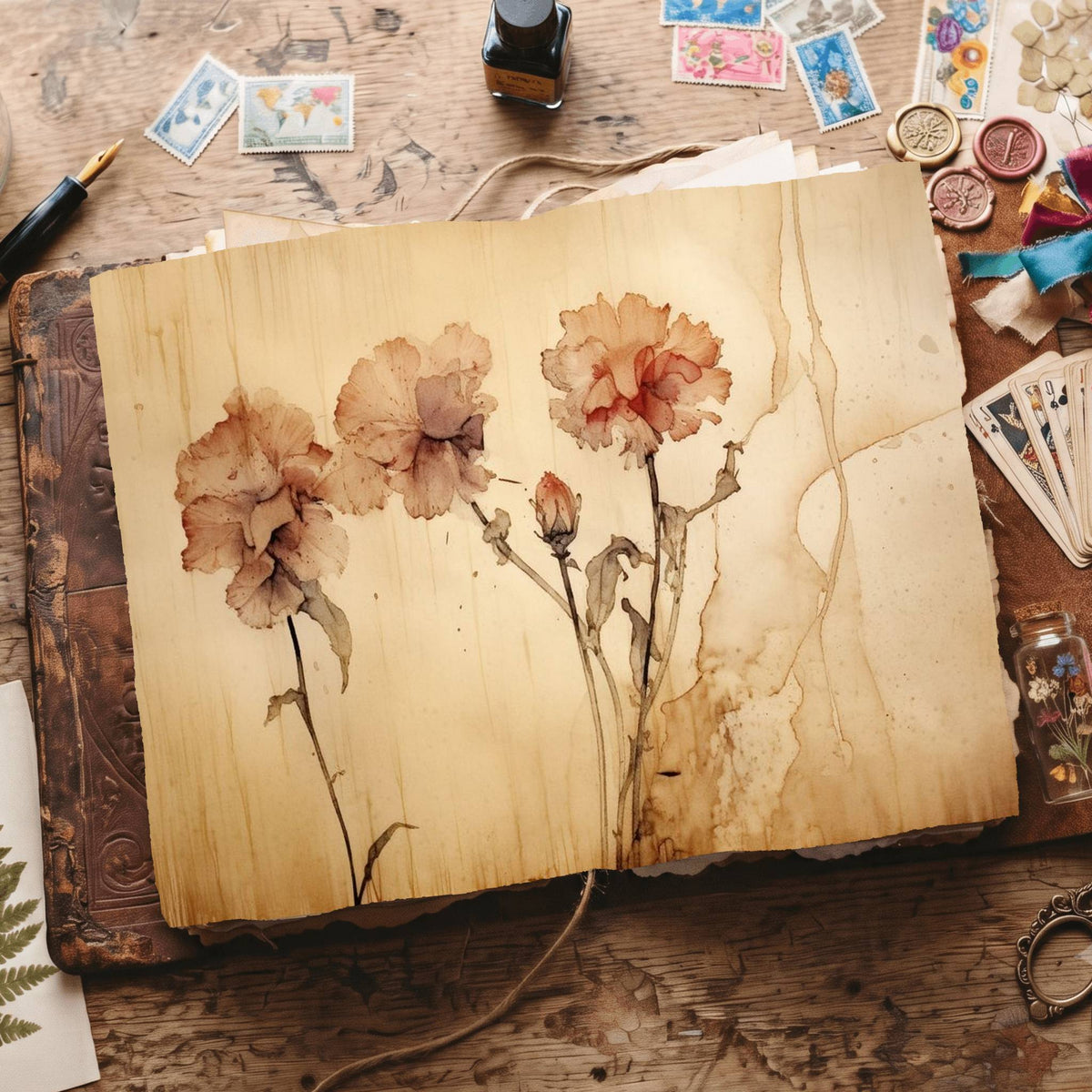Autumn Carnations Digital Papers