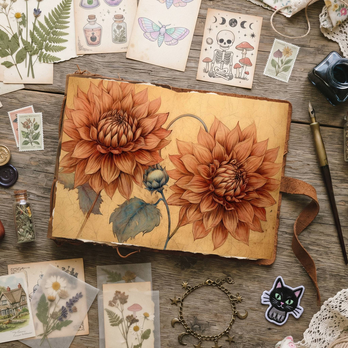 Autumn Dahlias Digital Papers